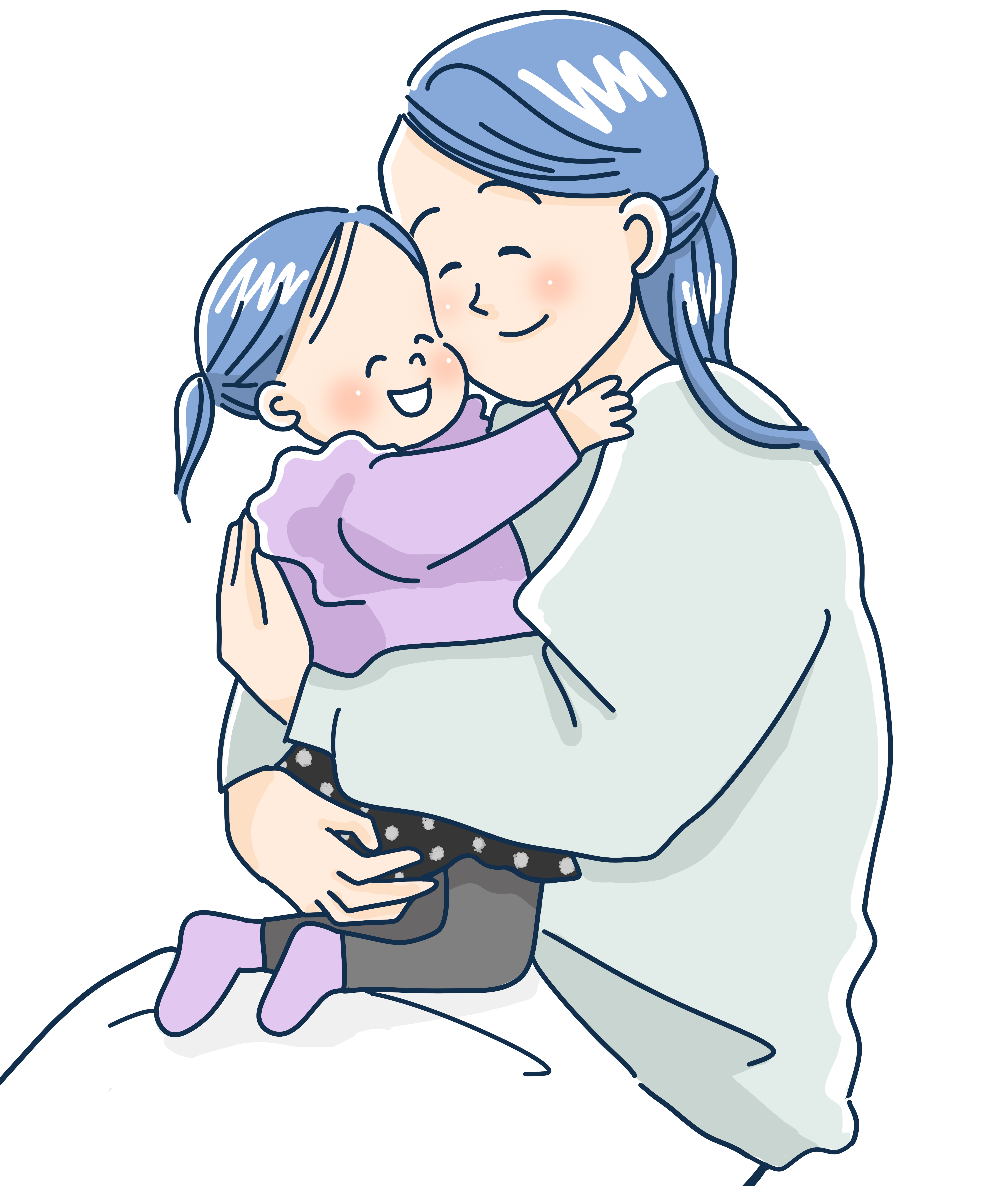 ハグする母娘-1