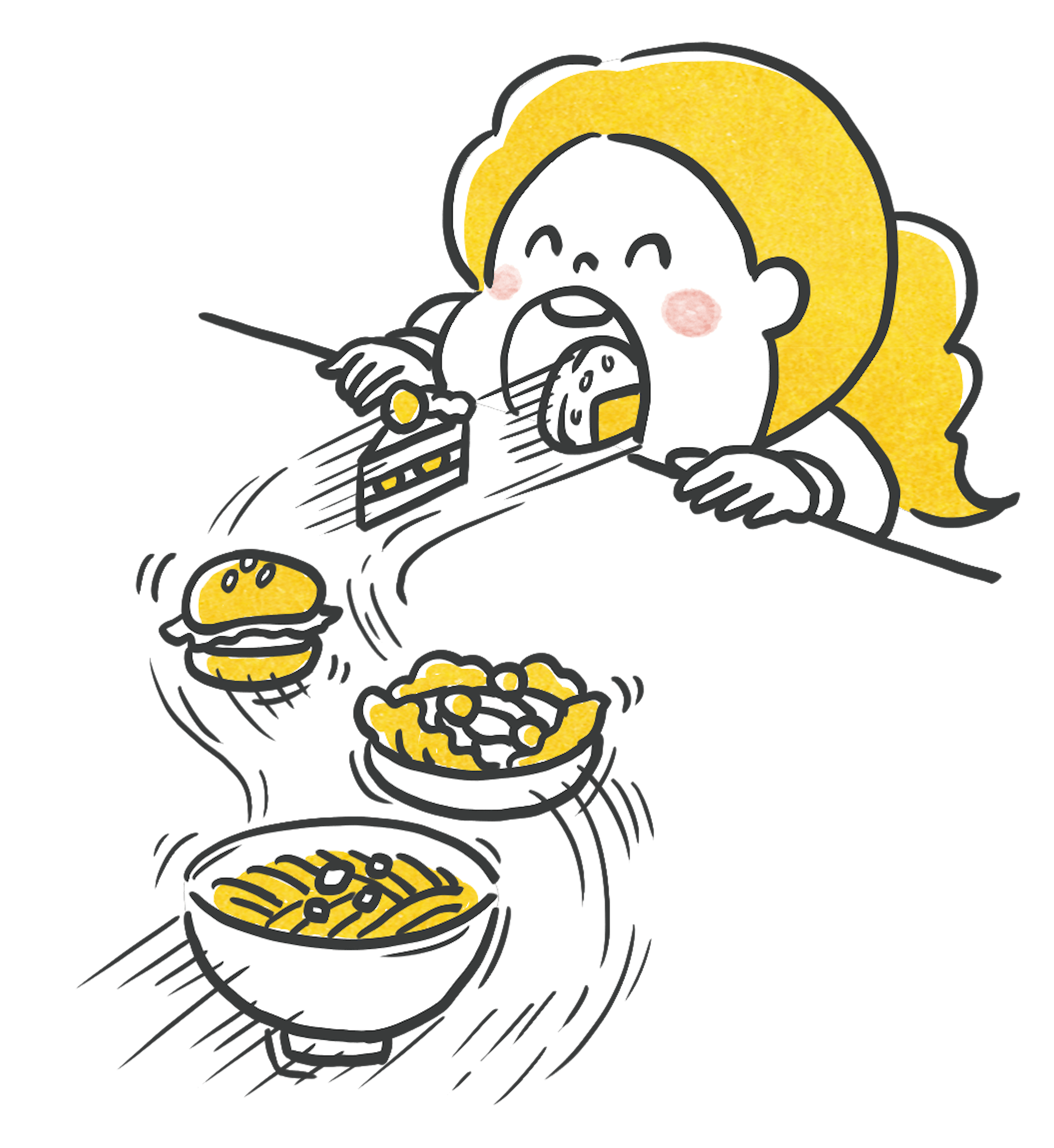 雑誌挿絵・食事はいつも早食い-1