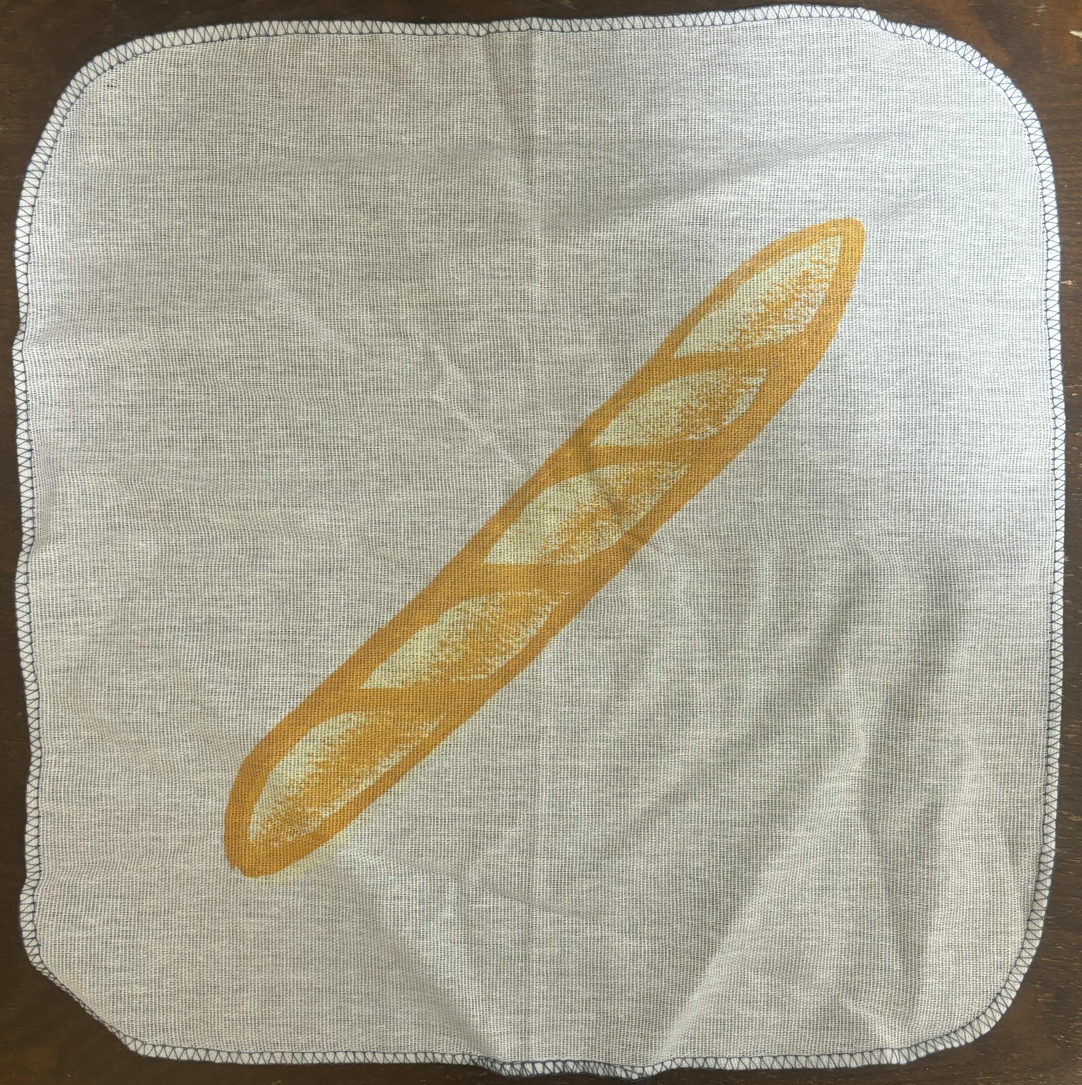 版画 スクリーンプリント フランスパンの布巾-1