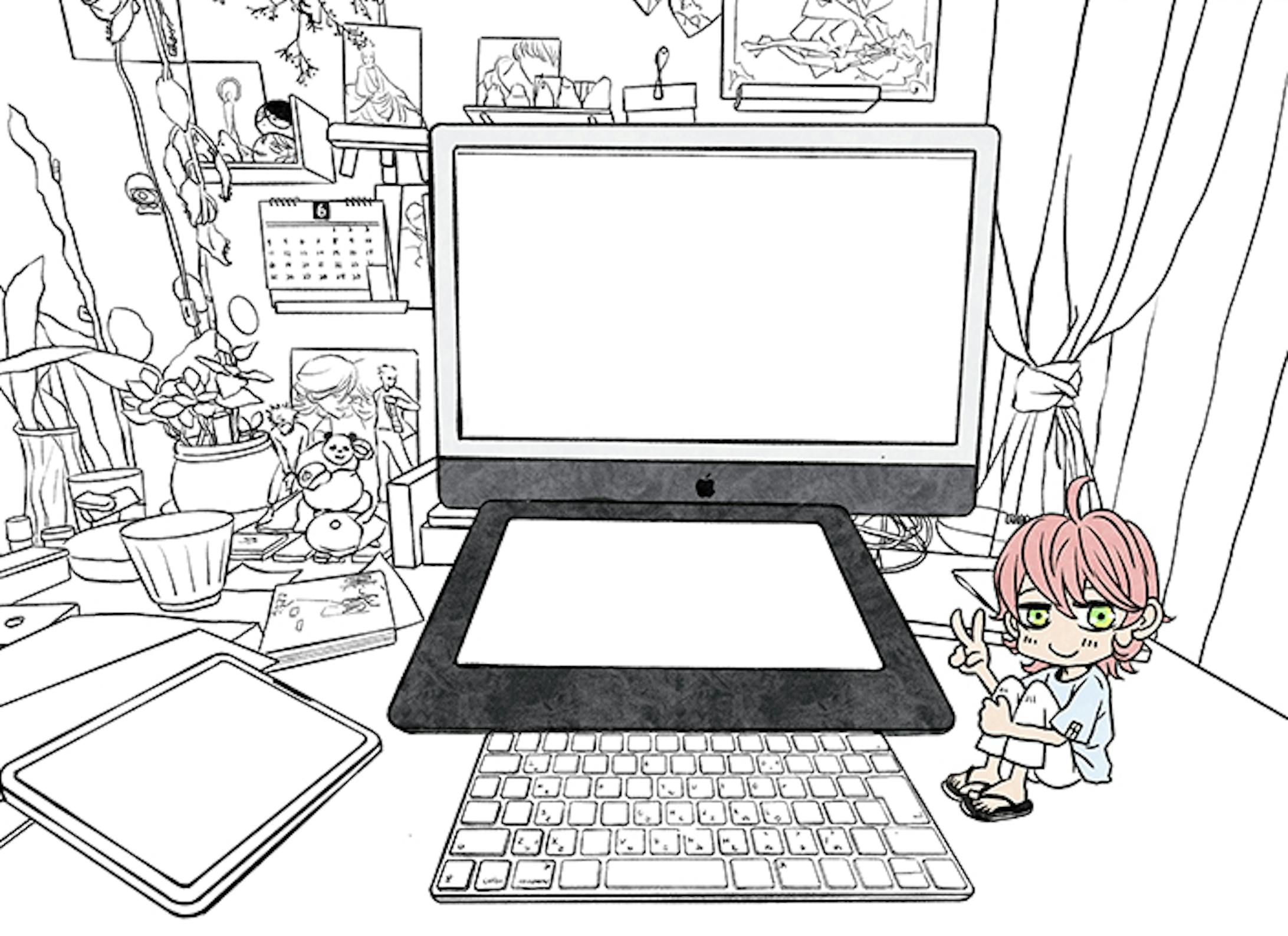 机の上