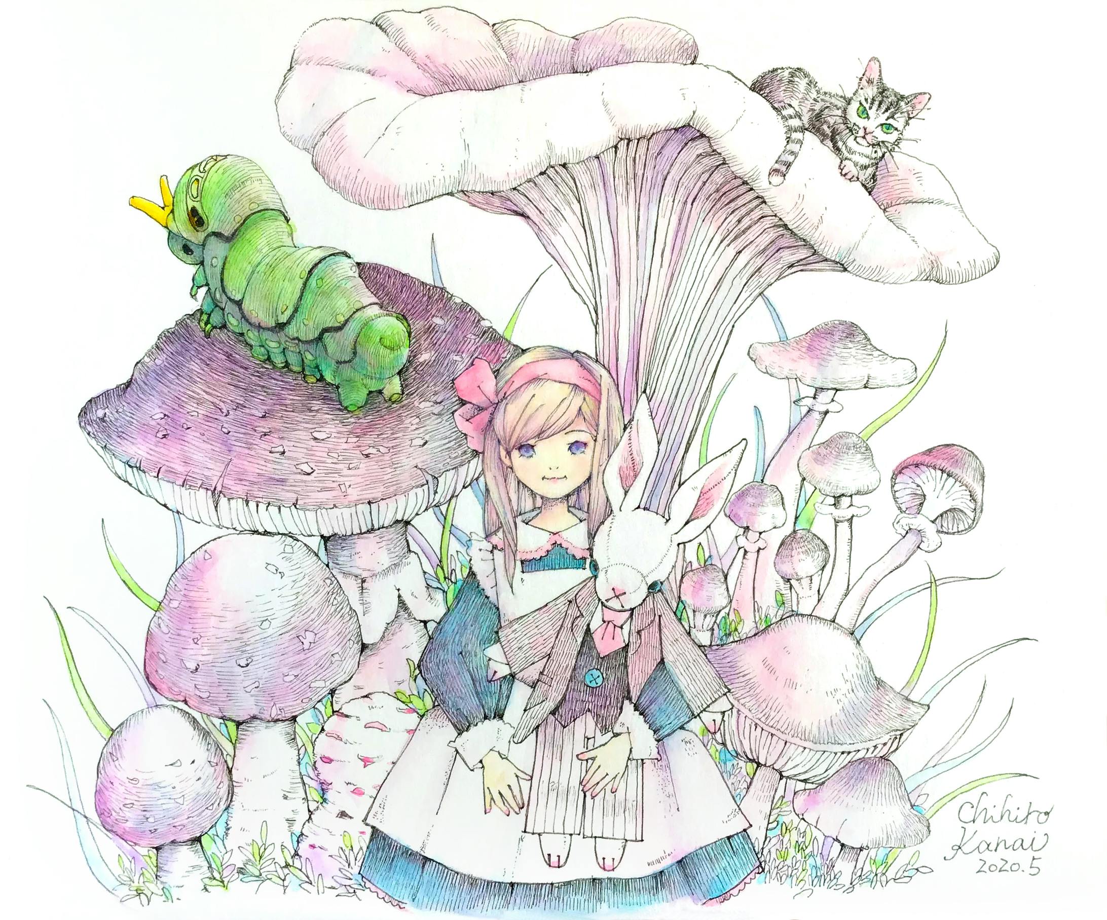 アリス猫とキノコと芋虫と-1