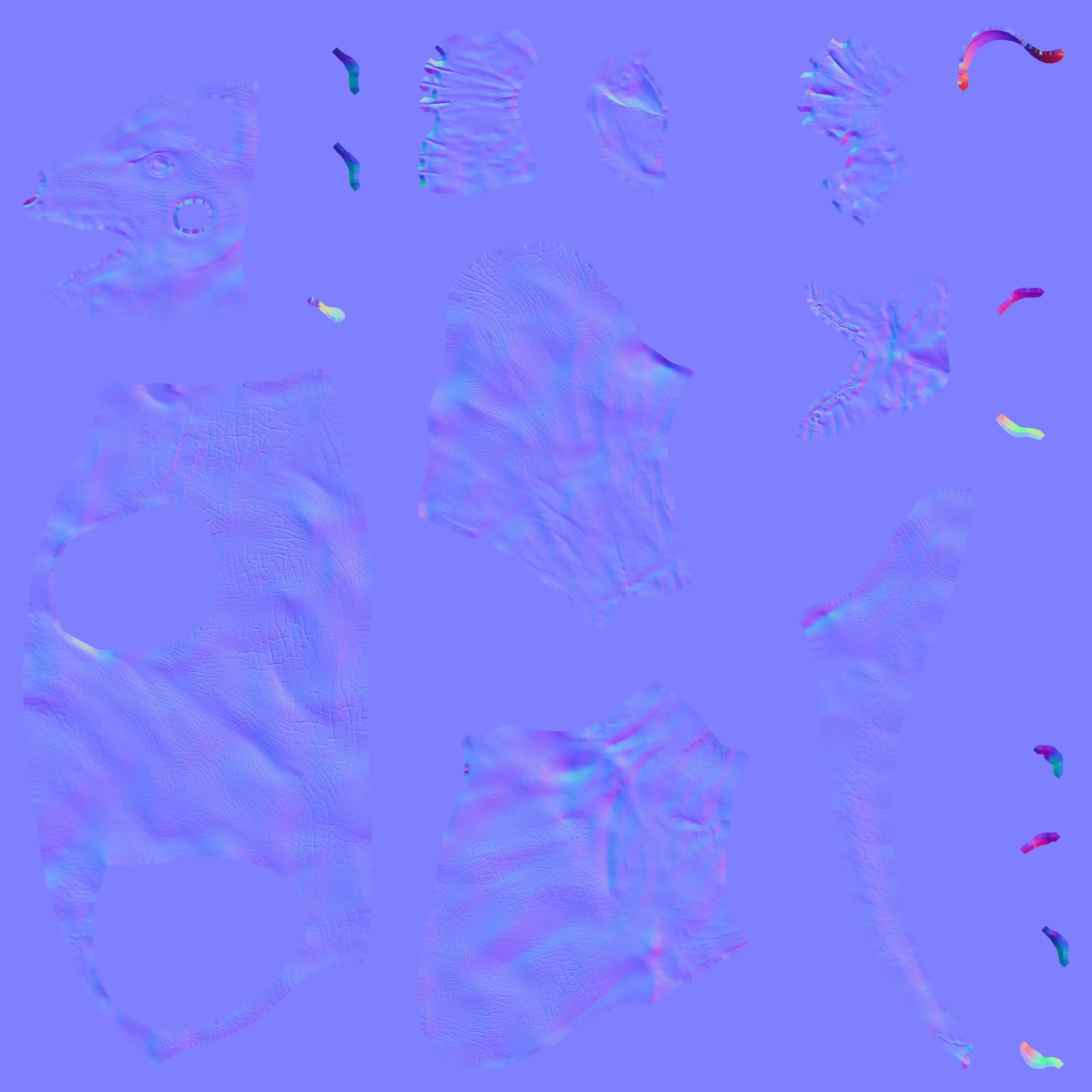 複数のノーマルマップをベイクしてKritaで合成しました。