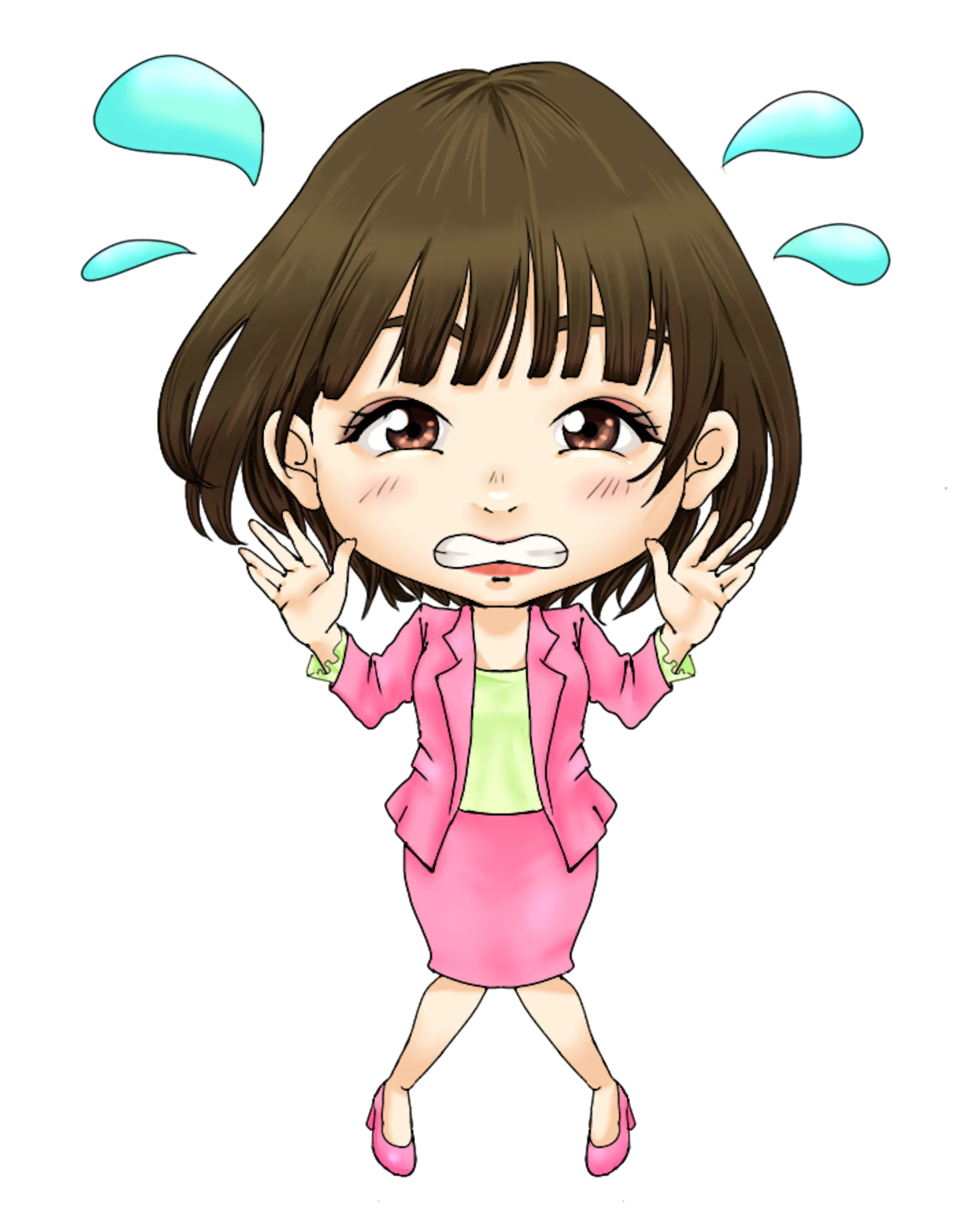 スーツの女性のイラスト 焦る スーツの女性のイラスト 焦る