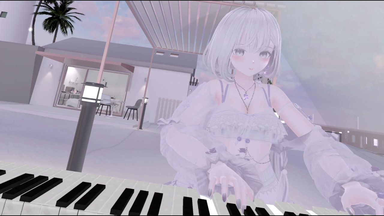 【VRChat】ピンクビーチで弾いてみた【即興ピアノ】