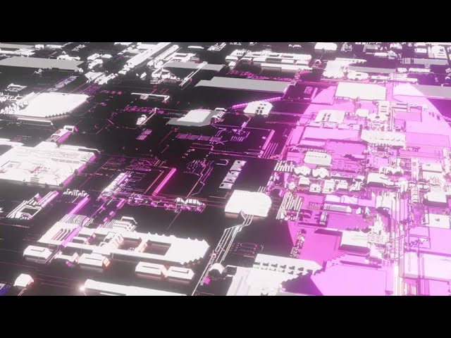 blenderを使用して作成したネオン風の街