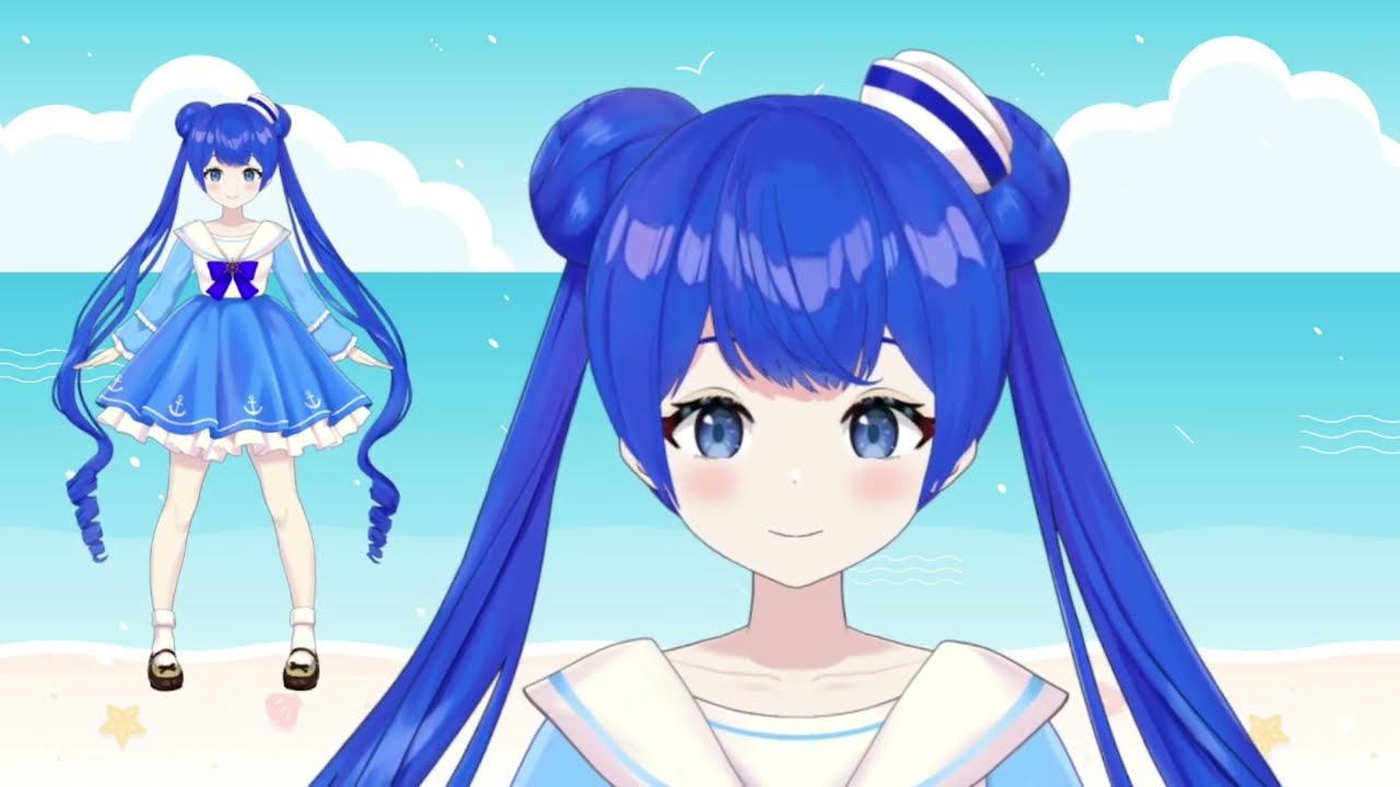 【Live2D】VTubeStudio対応「マリンルックの女の子」表情+モーション