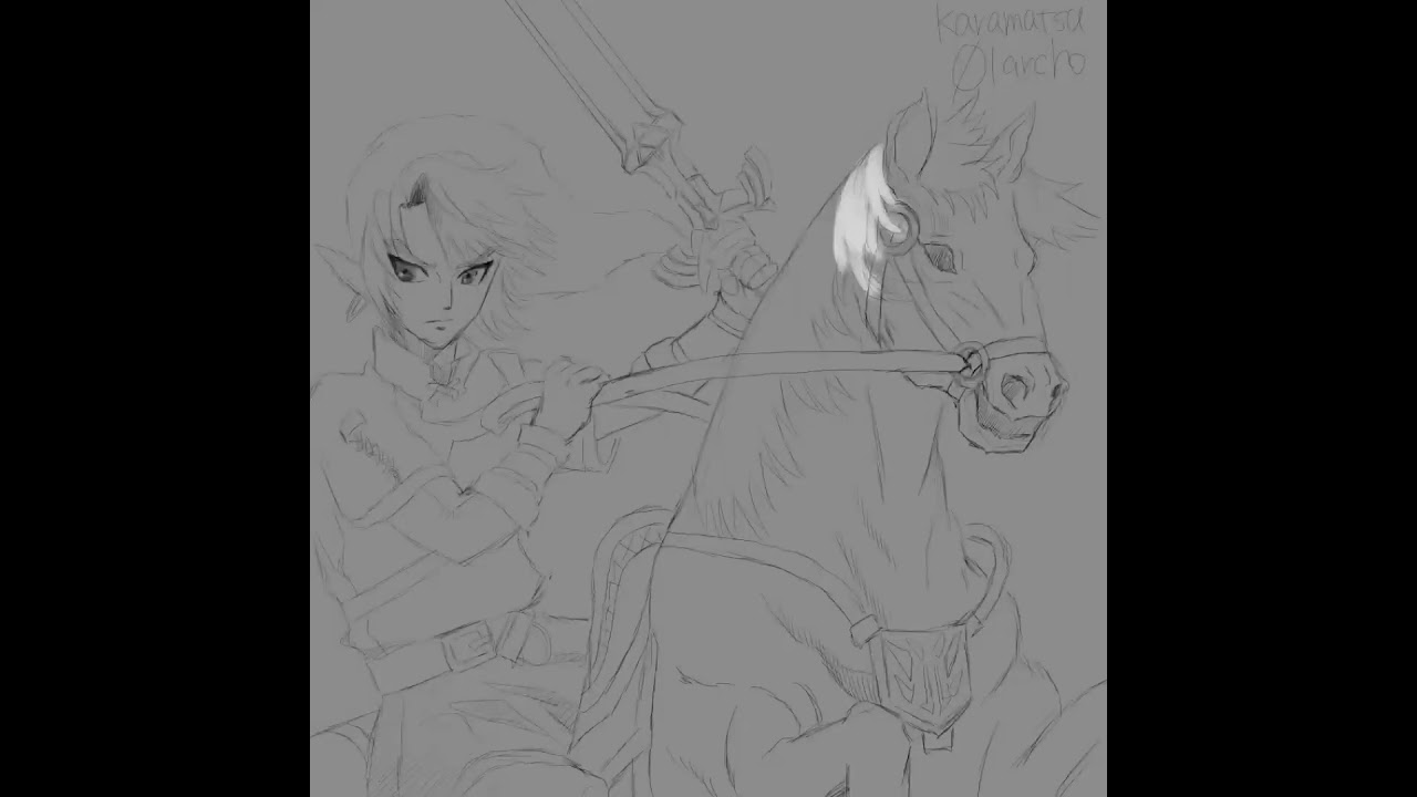 ゼルダの伝説トワイライトプリンセスのリンクとエポナ1分メイキング #rpg #drawing #キャラデザ