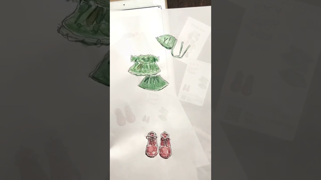 【お洒落なウサギさん】手描きイラスト｜サンキューカードメイキング｜テディベア作家｜イラストオーダー｜ウサギ｜ぬいぐるみ　#shorts